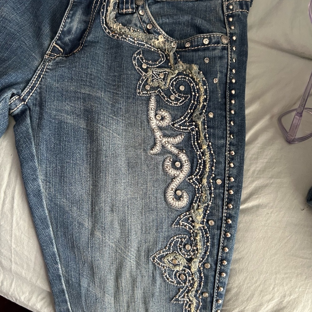 Montana West / Trinity Ranch Blue Boot Cut with Silver Accents. 29 34 size 5